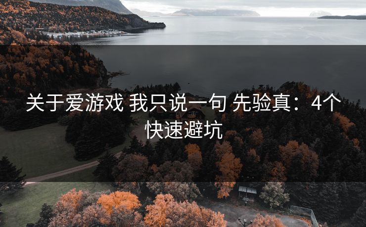 关于爱游戏 我只说一句 先验真：4个快速避坑